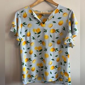 Faith and joy lemon ruffle blouse top